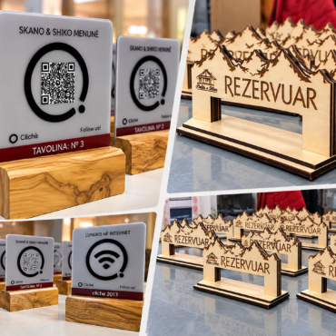 custom qr signs and wooden reservation displays