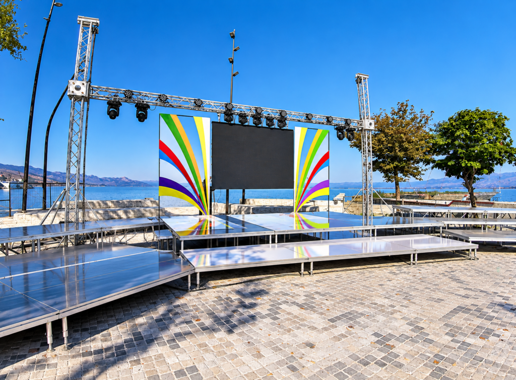 waterfront rainbow stage setup